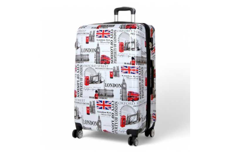 Expandable Hard Shell 8 Wheel Suitcase Set Print Cabin Travel | Wowcher
