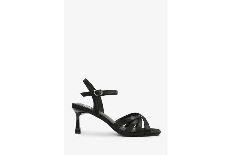 Black Women’s Faux Leather Multi Strap Buckle Heel Sandals – Versatile Dress Shoes | Wowcher