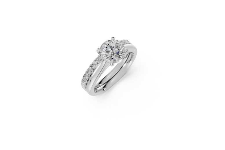 18K Gold Plated Round Moissanite Bridal Set Engagement Ring | Wowcher