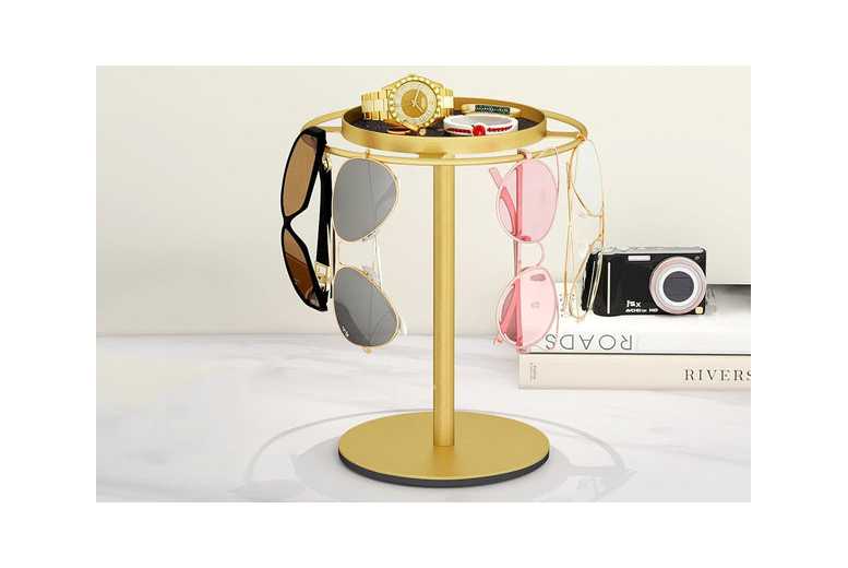 Iron Sunglasses Organizer Storage Holder Stand with Tray for Desk | Wowcher