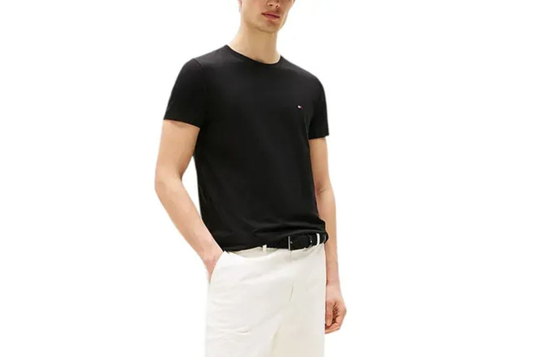 Men’s Tommy Hilfiger 100% Cotton Crew Neck T-Shirt – Classic Fit, Breathable, Iconic Logo, 4 Colours | Wowcher