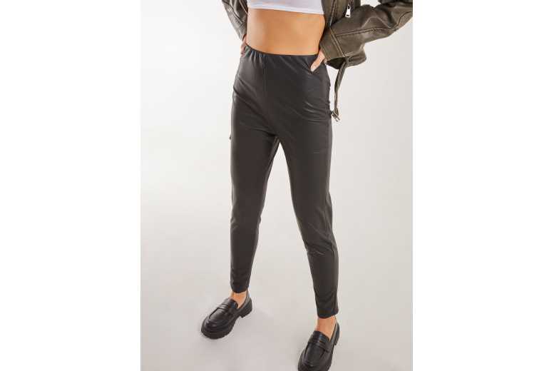 Black Women’s Lightweight Faux Leather PU Leggings – Summer Versatile Fit | Wowcher