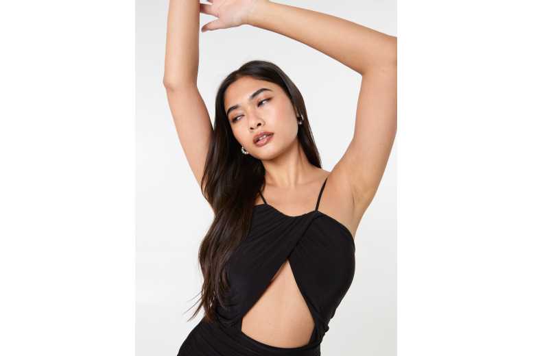 Women’s Black Pink Vanilla Wrap Over Strappy Dress | Wowcher
