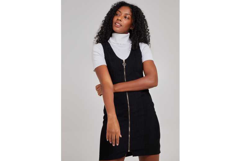 Women’s Black Pink Vanilla Zip Through Corduroy Dress | Wowcher