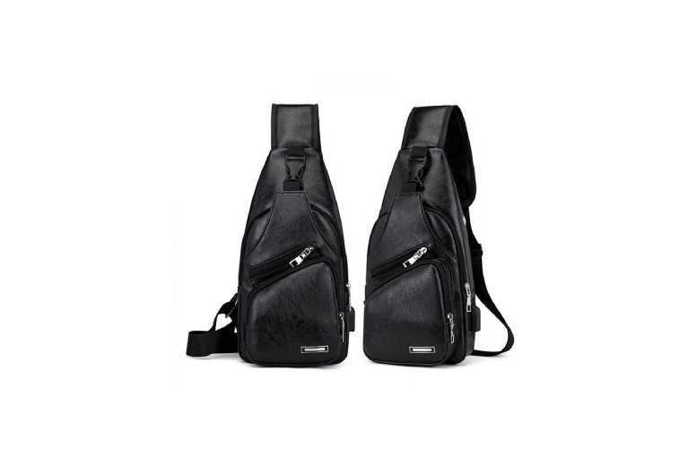 USB Charging Travel Chest Bag – Lightweight PU & Nylon Crossbody, Large Capacity, Modern Style | Wowcher