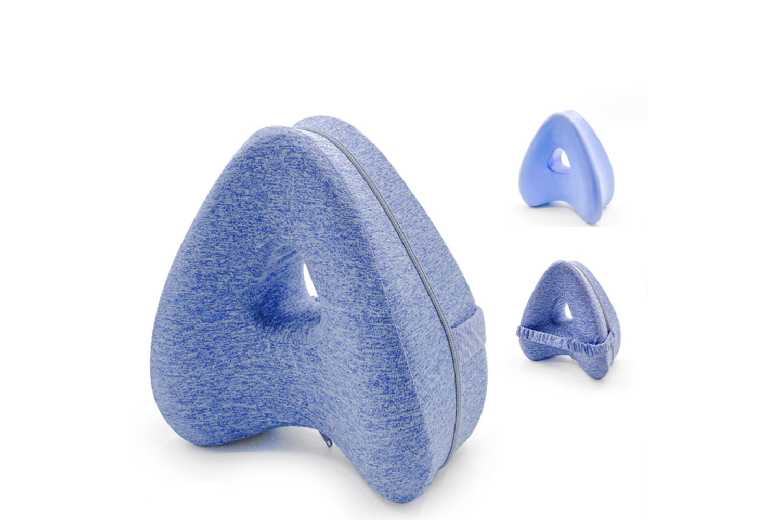 Orthopaedic Memory Foam Knee & Leg Support Pillow – Washable Cover, Elastic Strap, 25 x 23 x 15cm – Side Sleeper Cushion | Wowcher