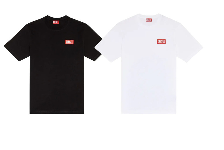 Men’s Classic 100% Cotton Diesel T-Shirt – Crew Neck, Regular Fit, Black or White | Wowcher