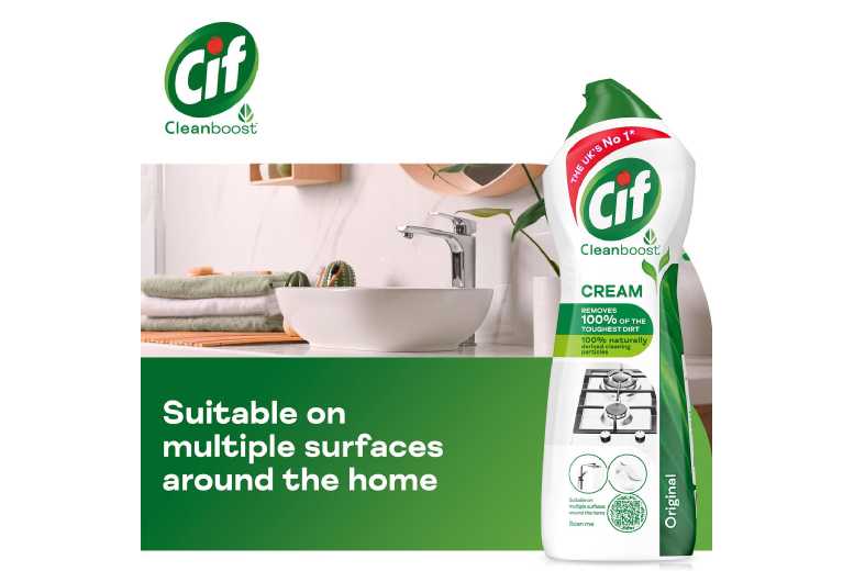 Cif Cleanboost Original Multi-Surface Cream Cleaner, Streak-Free, Fresh Scent, 750ml x6 Value Pack | Wowcher
