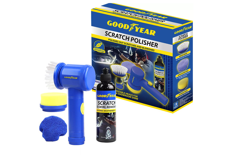Goodyear Rechargeable Car Paint Scratch Remover Kit – Cordless Paint Repair Tool with High-Speed Applicator, Multi-Pad Set & 236ml Polish | Wowcher