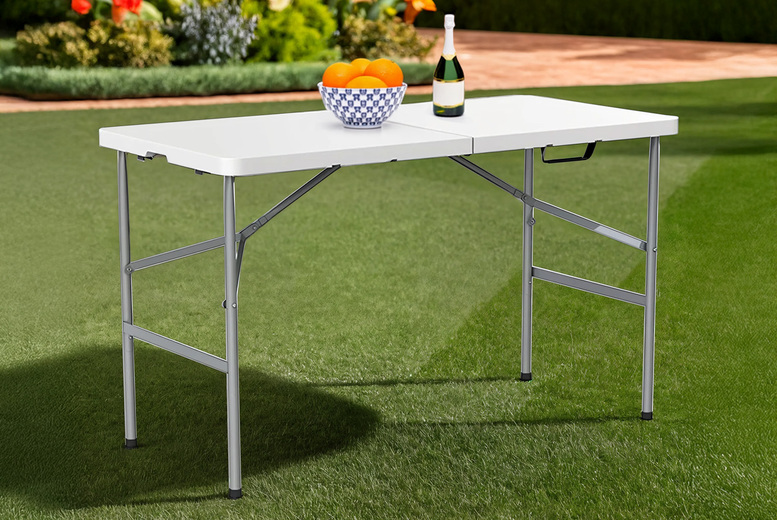 Heavy-Duty Folding Trestle Table - Weather-Resistant HDPE, 4ft & 6ft, Portable Outdoor Table | Wowcher