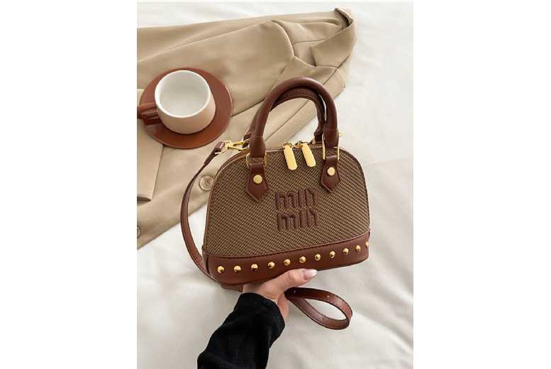 Unisex Black High-value splicing linen shell bag | Wowcher