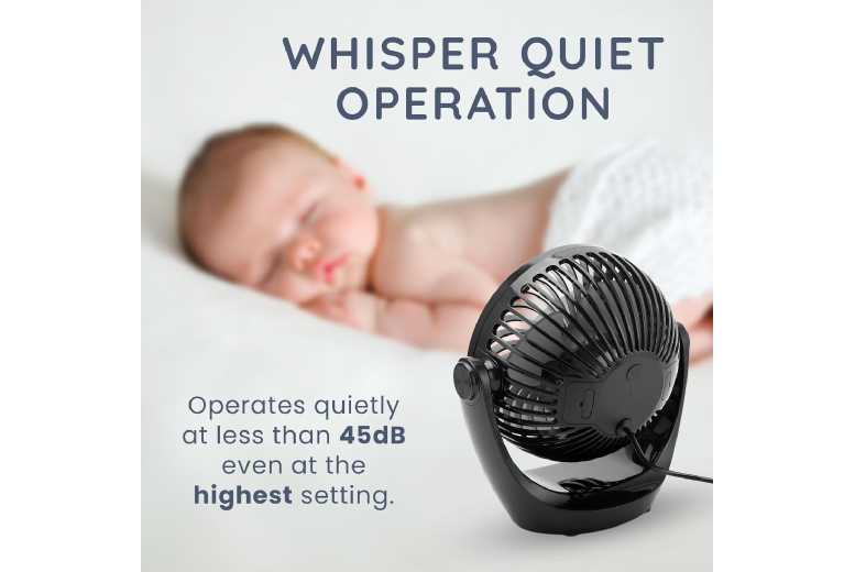360 Rotating USB Desk Fan in Black – Portable, Quiet, 3 Speeds | Wowcher