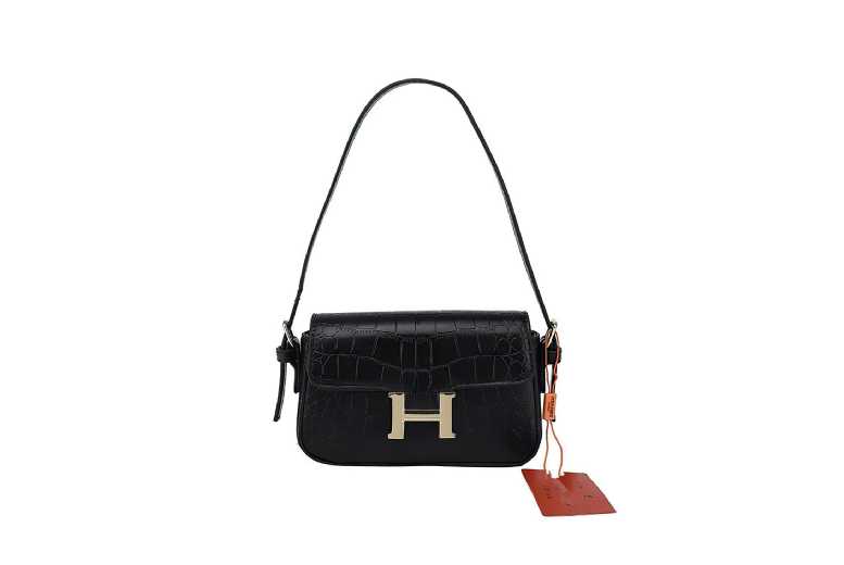 Unisex Orange Small Shoulder Bag – H Buckle Stone Texture – 9 Colours | Wowcher