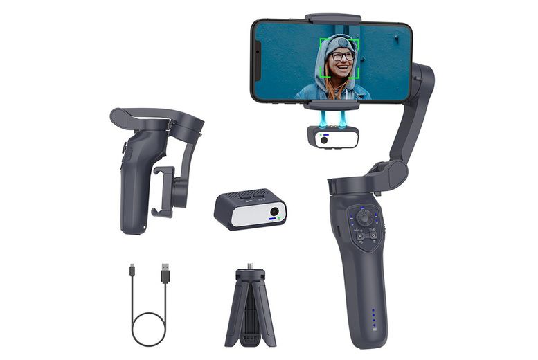 L7C Pro 3-Axis Smartphone Gimbal Stabiliser with AI Tracking & LED Fill Light - Black or Grey | Wowcher