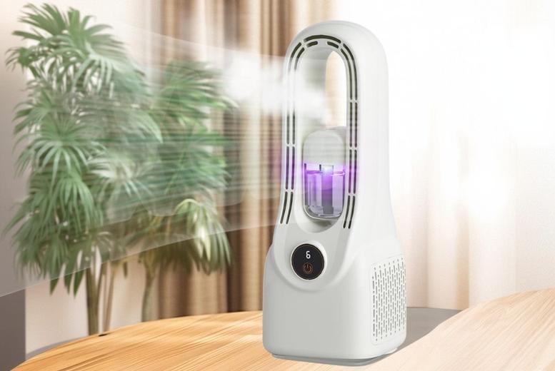 2-in-1 Bladeless LED Air Cooler with Humidifier- 6 Speeds | Wowcher