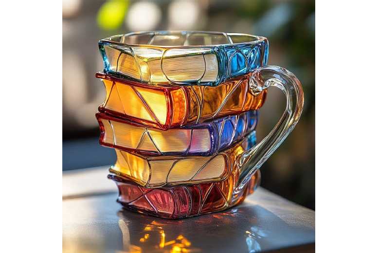 300ml Durable Glass Novelty Book Mug – Painted Coffee Cup for Book Lovers, Modern Style | Wowcher