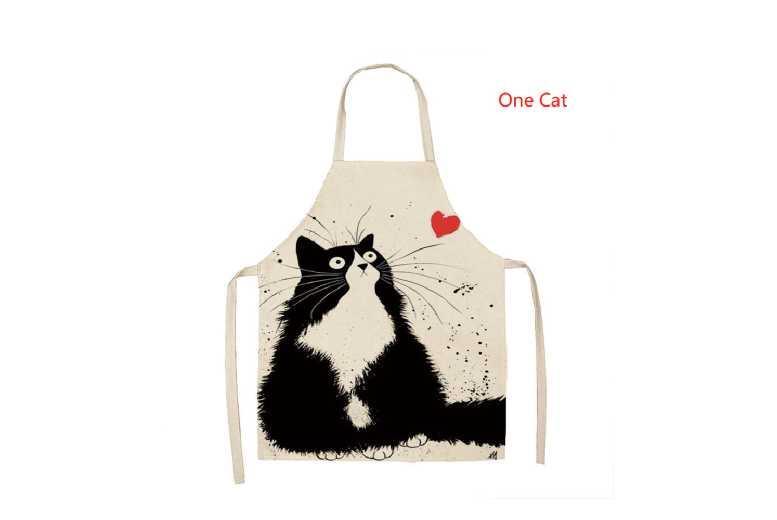Linen-Blend Cartoon Cat Apron – Durable, Easy-Clean Kitchen Accessory | Wowcher