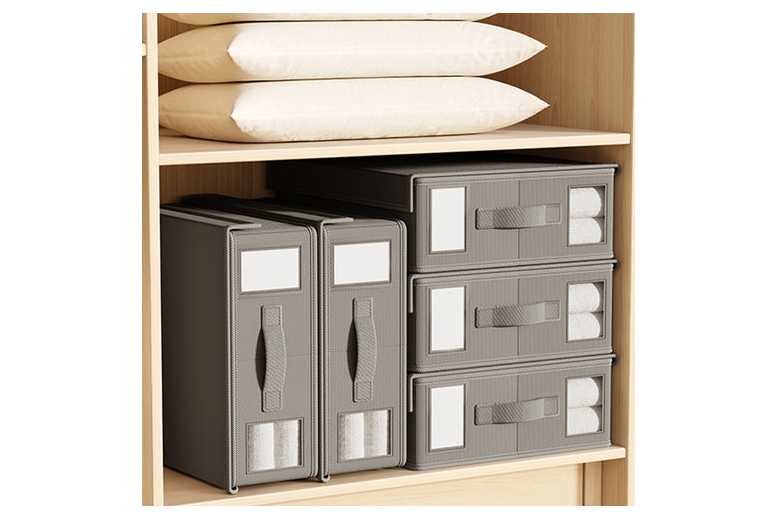 2Pcs Foldable Non-Woven Bed Sheet & Underbed Storage Boxes with Window – Stackable, Space-Saving Organisers (38x32x12cm, Grey) | Wowcher