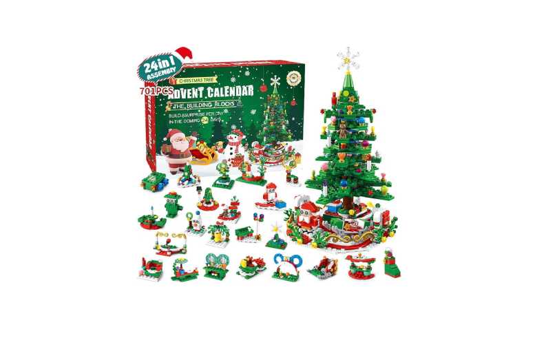 24-in-1 Christmas Tree Building Blocks Gift Set with Lights – Festive Countdown Toy for Kids | Wowcher