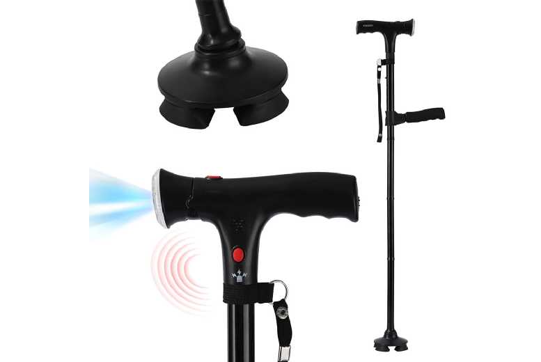 LED Walking Cane – Adjustable Safety Light & Alarm Stick for Seniors | Wowcher