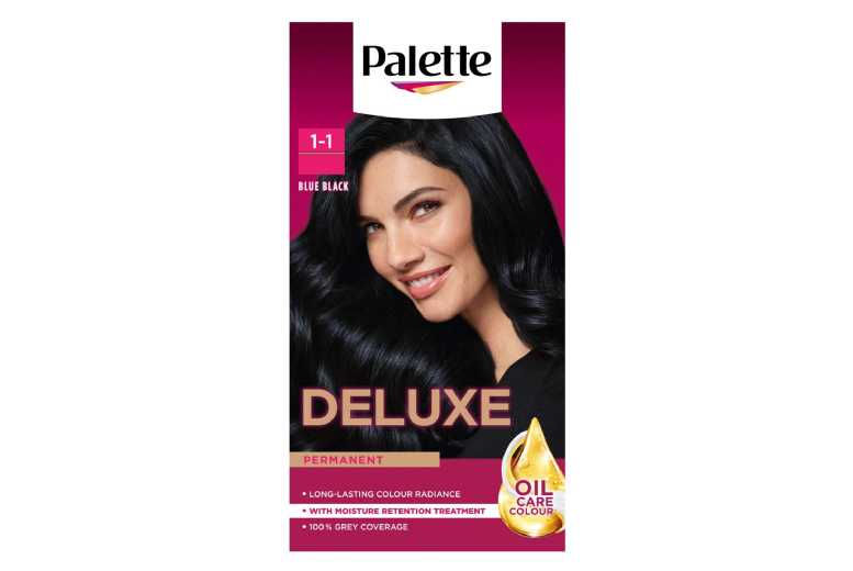 Palette Deluxe Blue Black Permanent Hair Dye with Caring Oils & Keratin, 2 Pack, Salon-Quality Grey Coverage | Wowcher