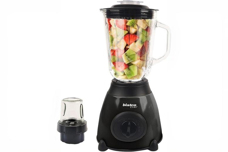 PRICE DROP! Bistro Chef 2-in-1 1.5 Litre Ice Crusher & Smoothie Blender with Premium Glass Jar - 6 Colours | Wowcher
