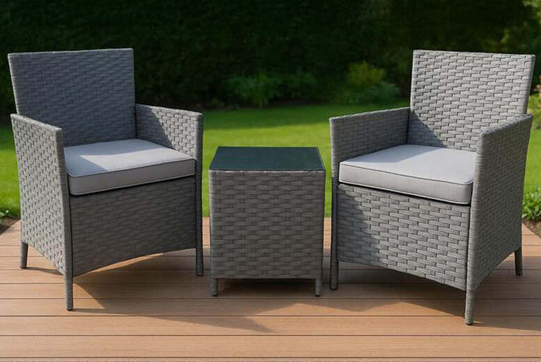 Eton 2-Seater Rattan Garden Bistro Set with Chairs & Table - 2 Colours | Wowcher