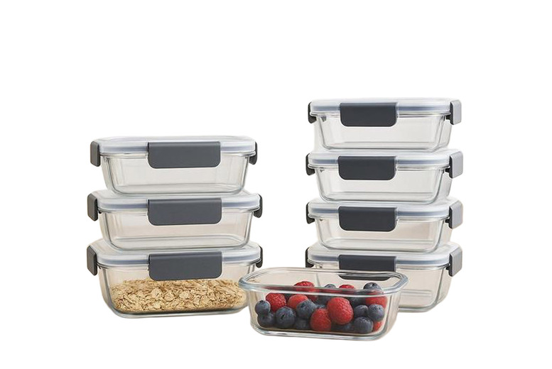 Pack of 10 Glass Airtight Food Storage Containers – Leakproof, Stackable, Microwave & Freezer Safe Lunch Box Set | Wowcher