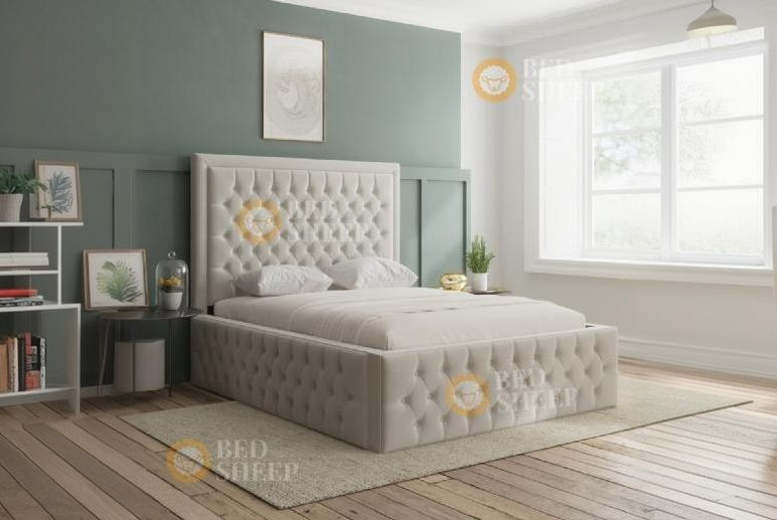 Vera Luxurious Chesterfield Velvet Bed Frame – Double or King Size, Geometric Quilted Headboard | Wowcher Vera Luxurious Chesterfield Velvet Bed Frame – Double or King Size, Geometric Quilted Headboard | Wowcher