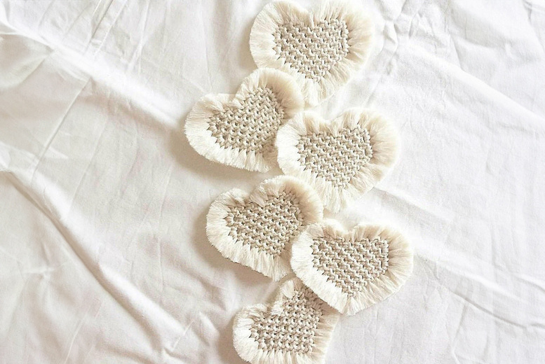 Hand-Woven Cotton Heart Coaster Set – 5-Piece Tableware, Eco-Friendly | Wowcher Hand-Woven Cotton Heart Coaster Set – 5-Piece Tableware, Eco-Friendly | Wowcher