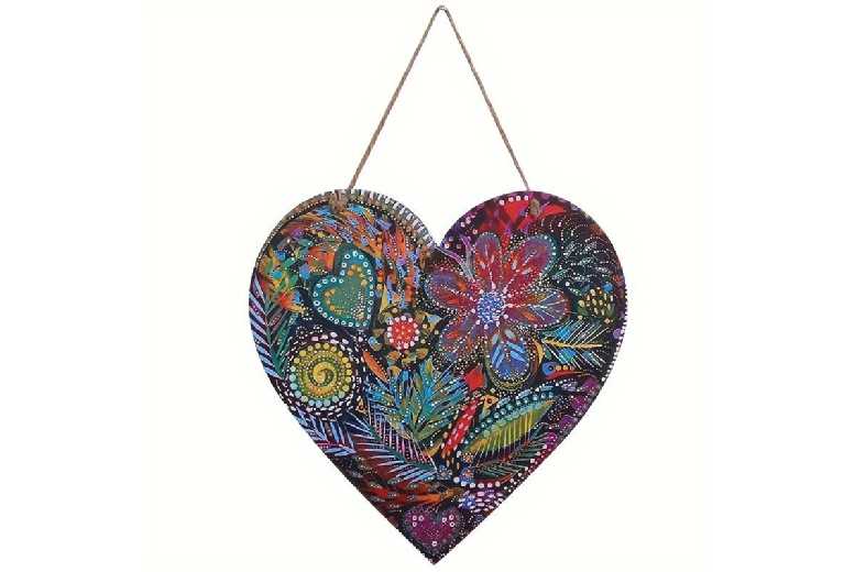 Valentine’s Day Colourful Heart Metal Wall Art – Handcrafted Iron Hanging Decor | Wowcher
