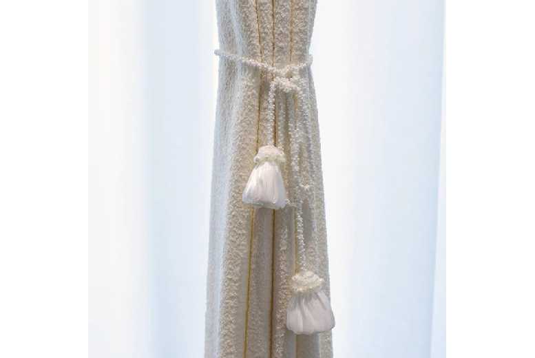 Champagne Rice Bead Gauze Curtain Tie Set – Soft Yarn, French Style, 25cm | Wowcher