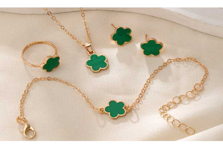 Women’s 2-Set 4-Piece Jewelry Set – Alloy, Coordinated Accessories, Multi-Piece Gift Set | Wowcher