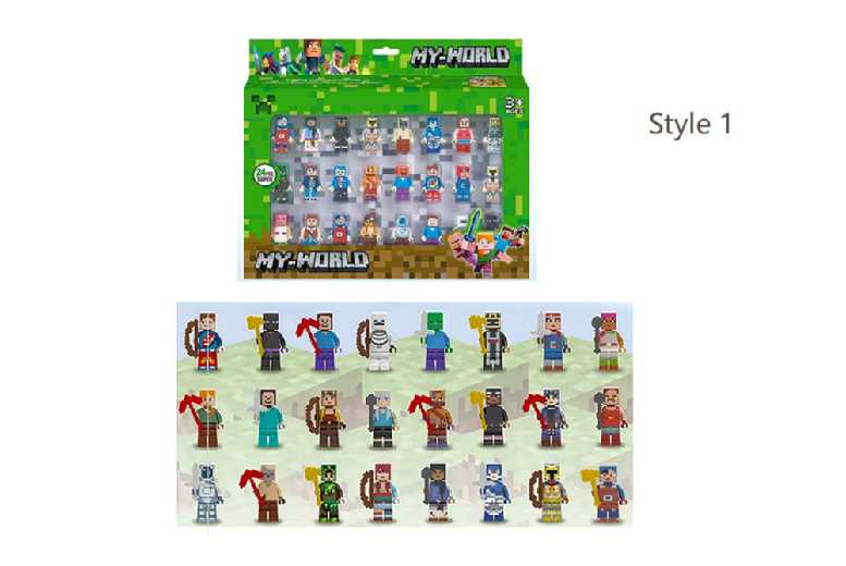 Minecraft- 24 Minifigure Building Blocks Set - Creative STEM Toy for Ages 7-14 | Wowcher