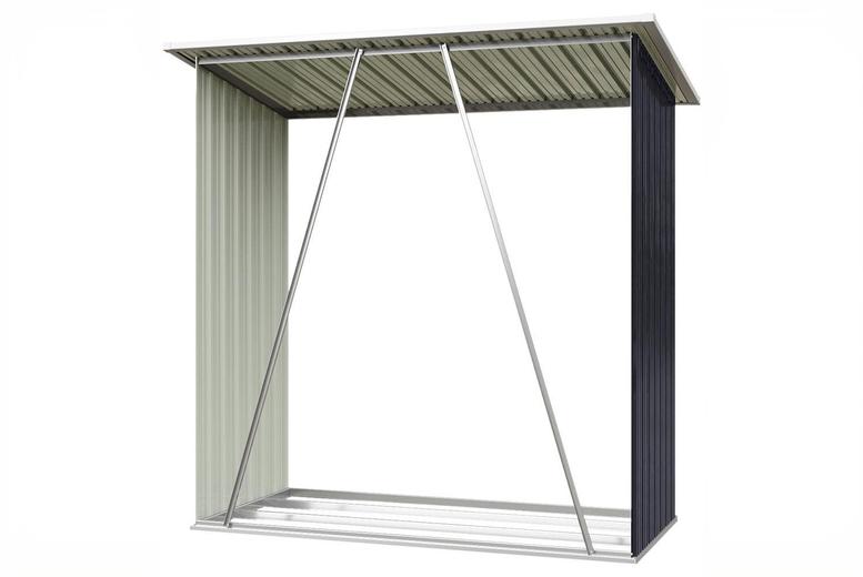 Weatherproof Metal Firewood Log Storage Shed with Slanted Roof and Ventilation | Wowcher