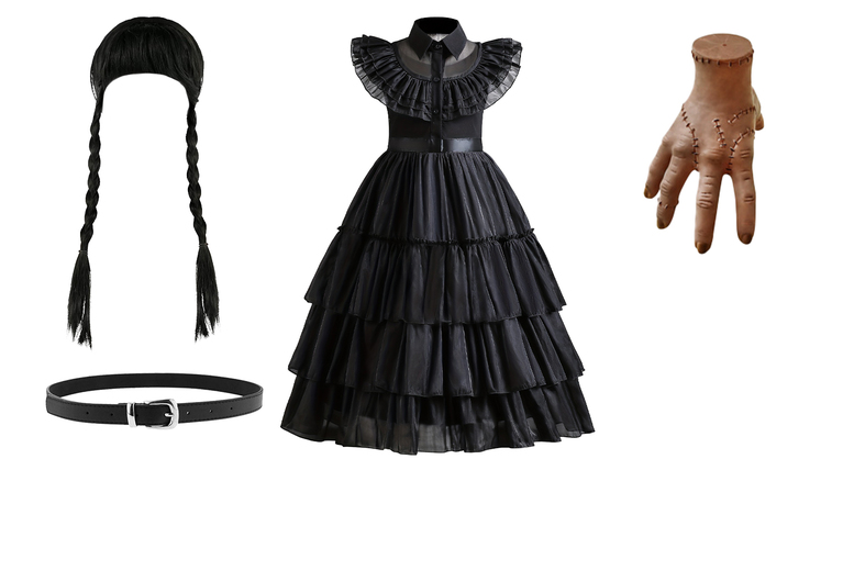Wednesday Adams  Black Dress with Accessories | Wowcher