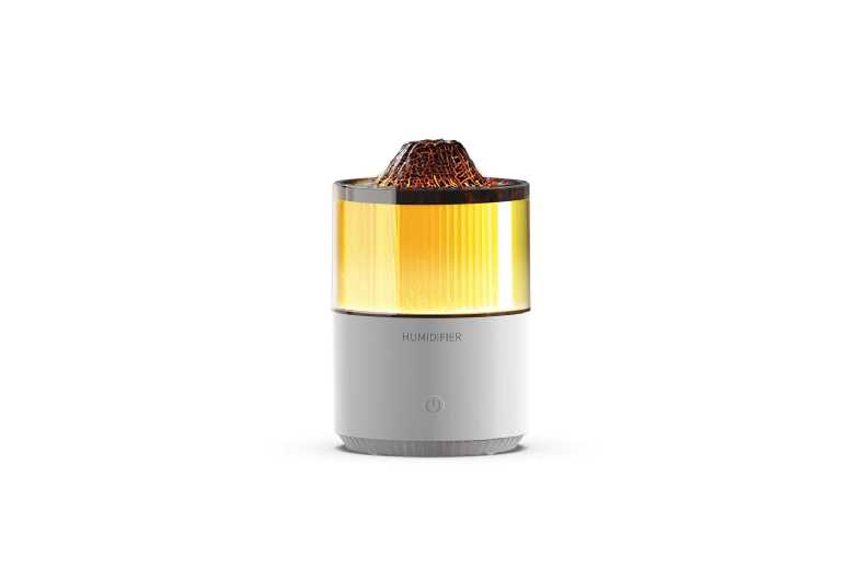 Volcanic Rock LED Aroma Diffuser Table Decor – Modern ABS/PP, Flame Effect, Compact 9.6×9.6x15cm | Wowcher