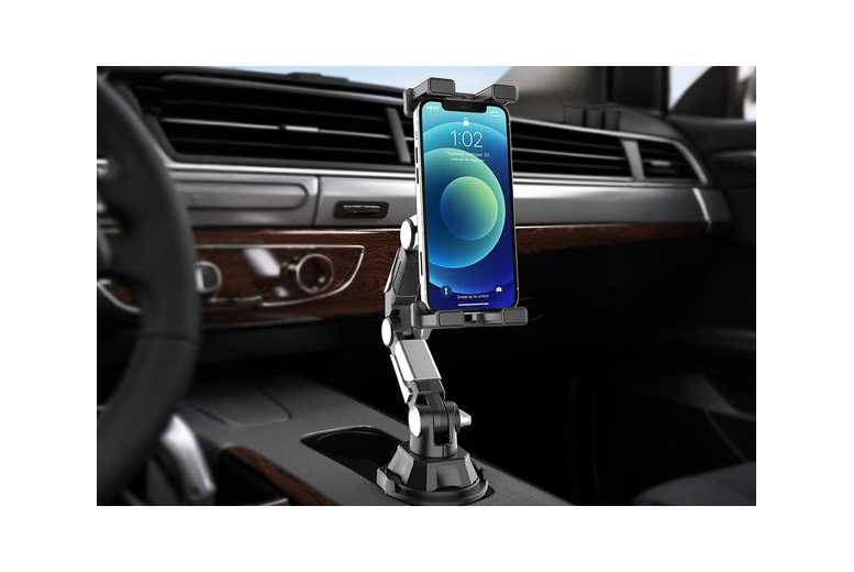 Adjustable Car Cup Holder Mount for Tablet & Phone - Universal Fit, Anti-Slip, All-Weather, Easy Install | Wowcher