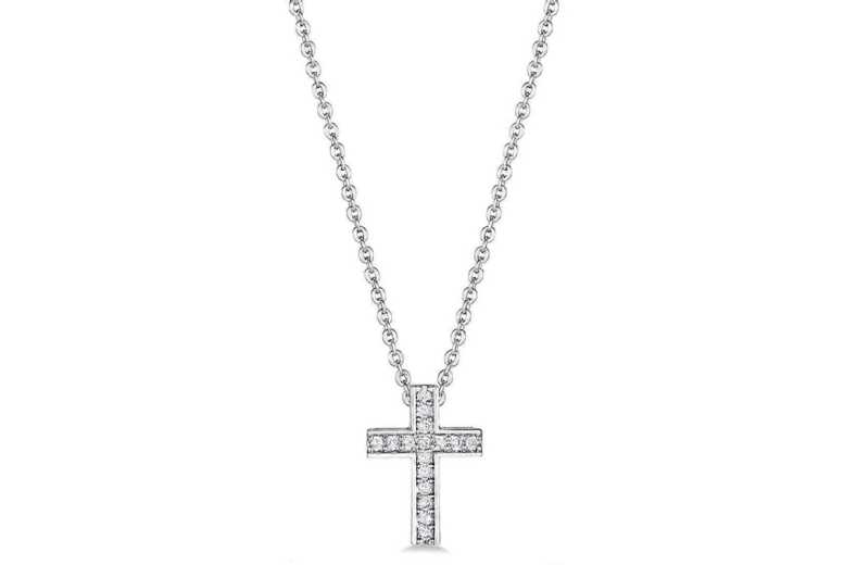 Silver Cross Pendant Necklace with Crystals – Statement Jewellery Gift | Wowcher