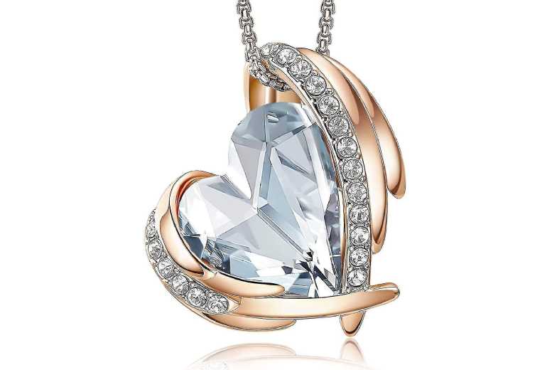 18ct Rose Gold Plated Love Heart Crystal Pendant Necklace for Women – Hypoallergenic Jewellery Gift | Wowcher