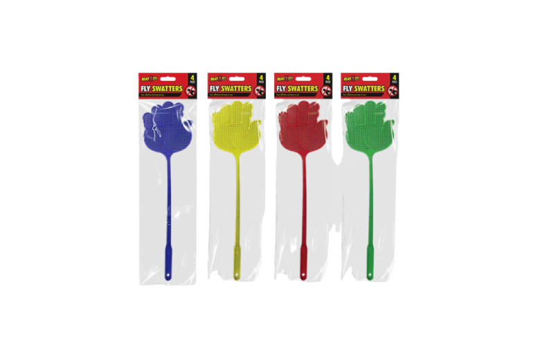 Beat It! Kitchen Fly Swatters 4 Pack – Extra-Long, Chemical-Free, Vibrant Colours (42.5cm) | Wowcher