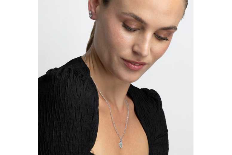 Luxenter Rhodium Plated Zirconium Alphabet J Personalised Necklace – Adjustable Chain, Sparkling Cubic Zirconia | Wowcher