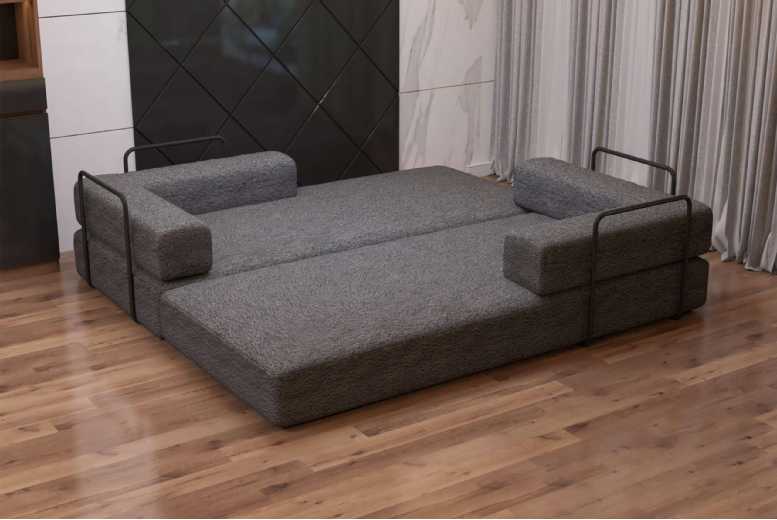 No Assembly Required Fabric 2-Seater Sofa Bed – Convertible Box Pack, Modern Design | Wowcher