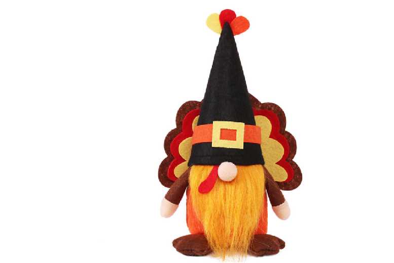 Harvest Turkey Table Ornament – Faceless Old Man Figure, Non-Woven Fabric, 20x10cm, Festive Home Decor | Wowcher