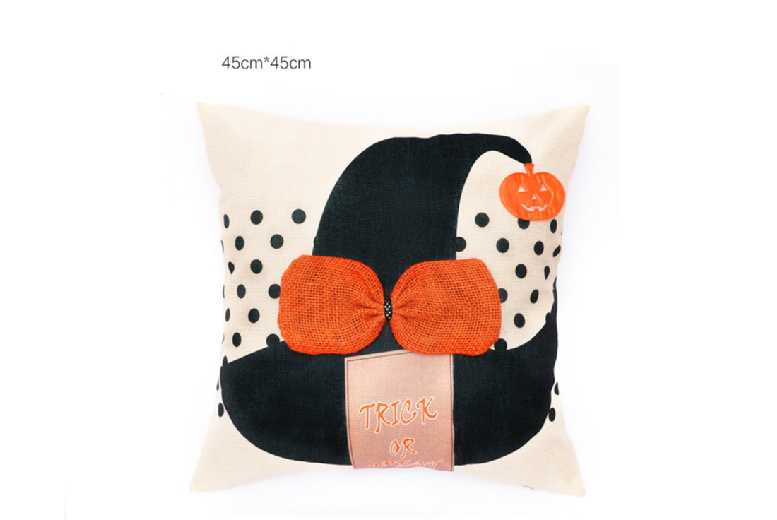 Halloween Decorative Pillow Covers – Linen & Gauze, 45cm x 45cm, Assorted Styles | Wowcher