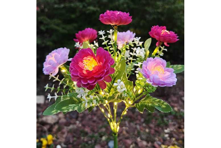 Solar LED Snow Lotus Garden Light, 7-Head, Waterproof Outdoor Stake | Wowcher