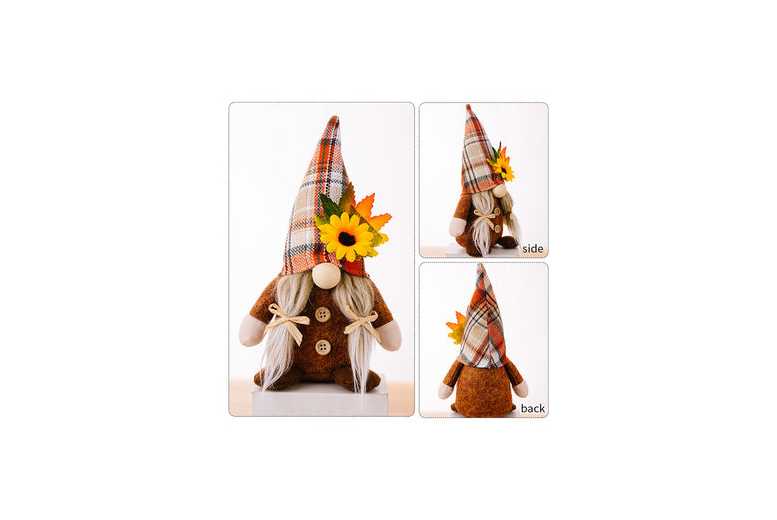 Faceless Doll Gnome Ornaments – Fabric Autumn Table Decor, Sunflower & Maple Leaf, Thanksgiving Figurines | Wowcher