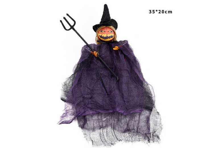 Scary Pumpkin Doll Pendant Wall Decor – Polyester, Child-Friendly, Halloween Party Prop | Wowcher