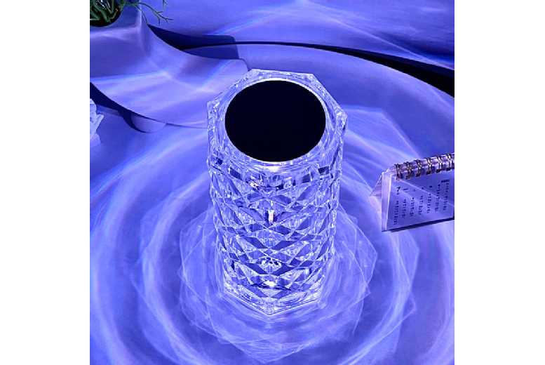 LED Rose Crystal Table Lamp – Smart Touch, 3-Colour Dimmable, Modern Small Accent Light | Wowcher
