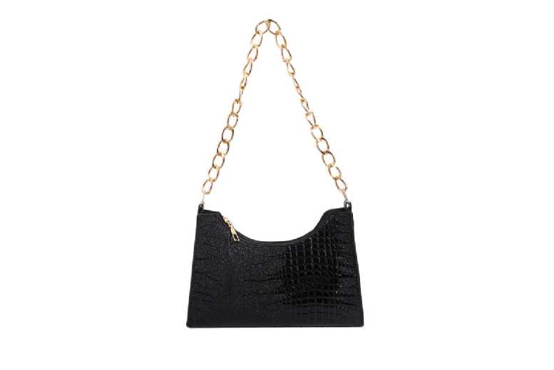 Unisex White Crocodile-Texture Chain Baguette Shoulder Bag – Lightweight, Versatile, Stylish | Wowcher